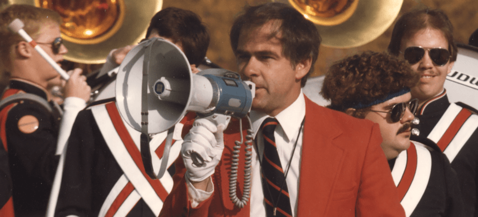 Gary Smith with a megaphone