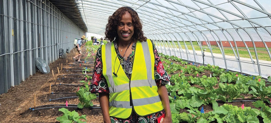 Jackie Joyner-Kersee in a greenhouse