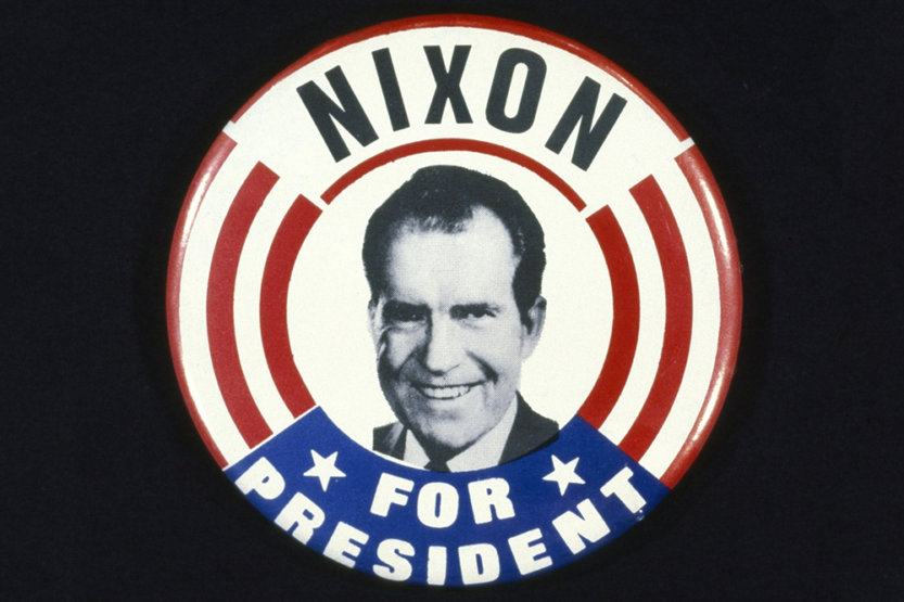 1960 red, white and blue Richard Nixon presidential campaign button.