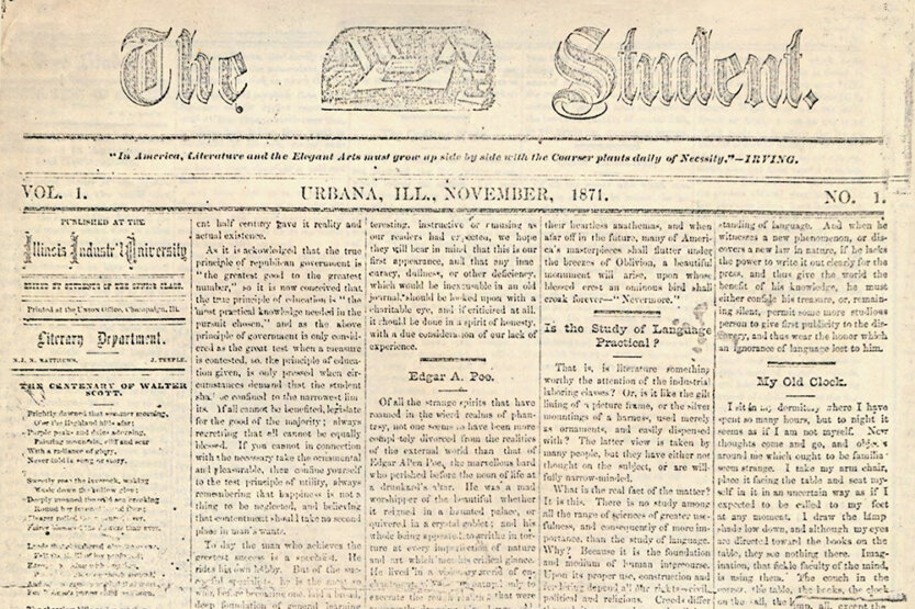 The Student newspaper cover from 1871