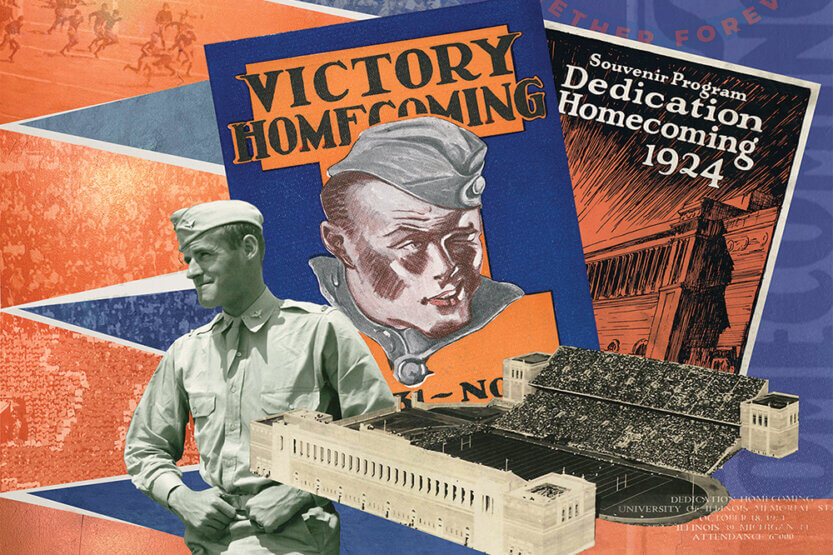 Photo illustration of historic Homecoming images