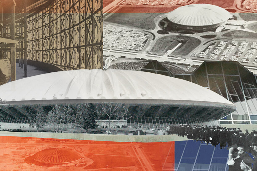 collage of stadium images from the 1960s