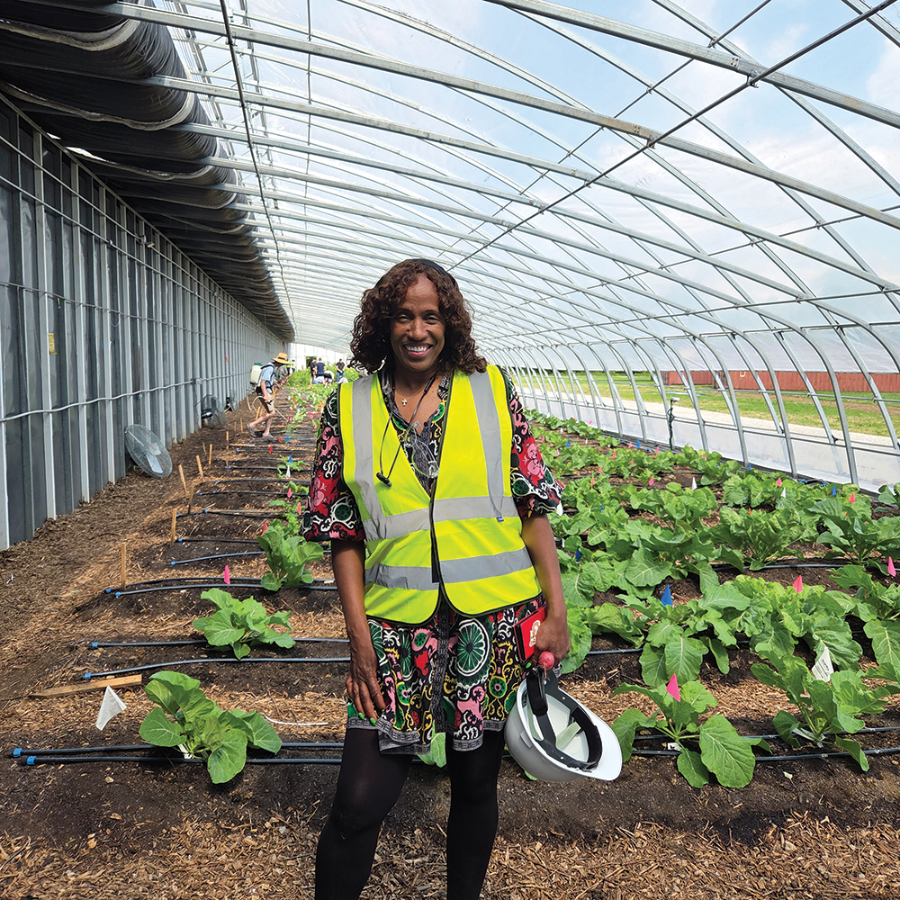 Jackie Joyner-Kersee in a greenhouse